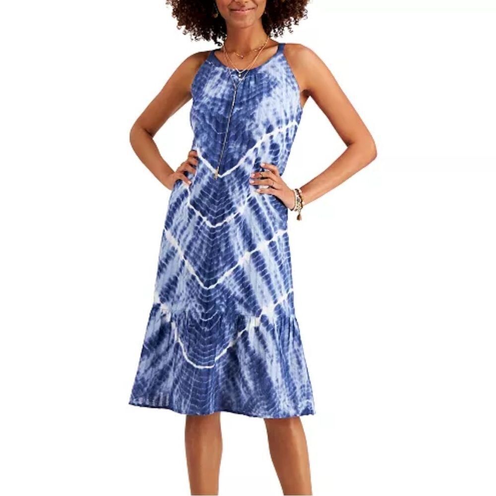 Style & Co Blue Tie-Dye Sleeveless Dress Sz Med Petite